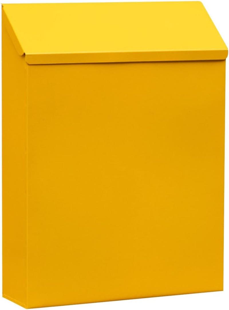 Wall Mount Mailbox Wall Hanging Mail Box Large Capacity Letter Box Drop Box with Lock Newspaper Holder Box for Outdoor Decor, Yellow