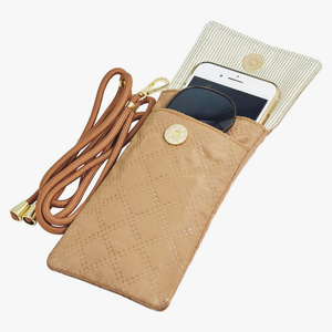 Soft Glasses Case Double Eyeglasses Case for Women with Adjustable Shoulder Strap and Key Chain Cell Phone Purse
