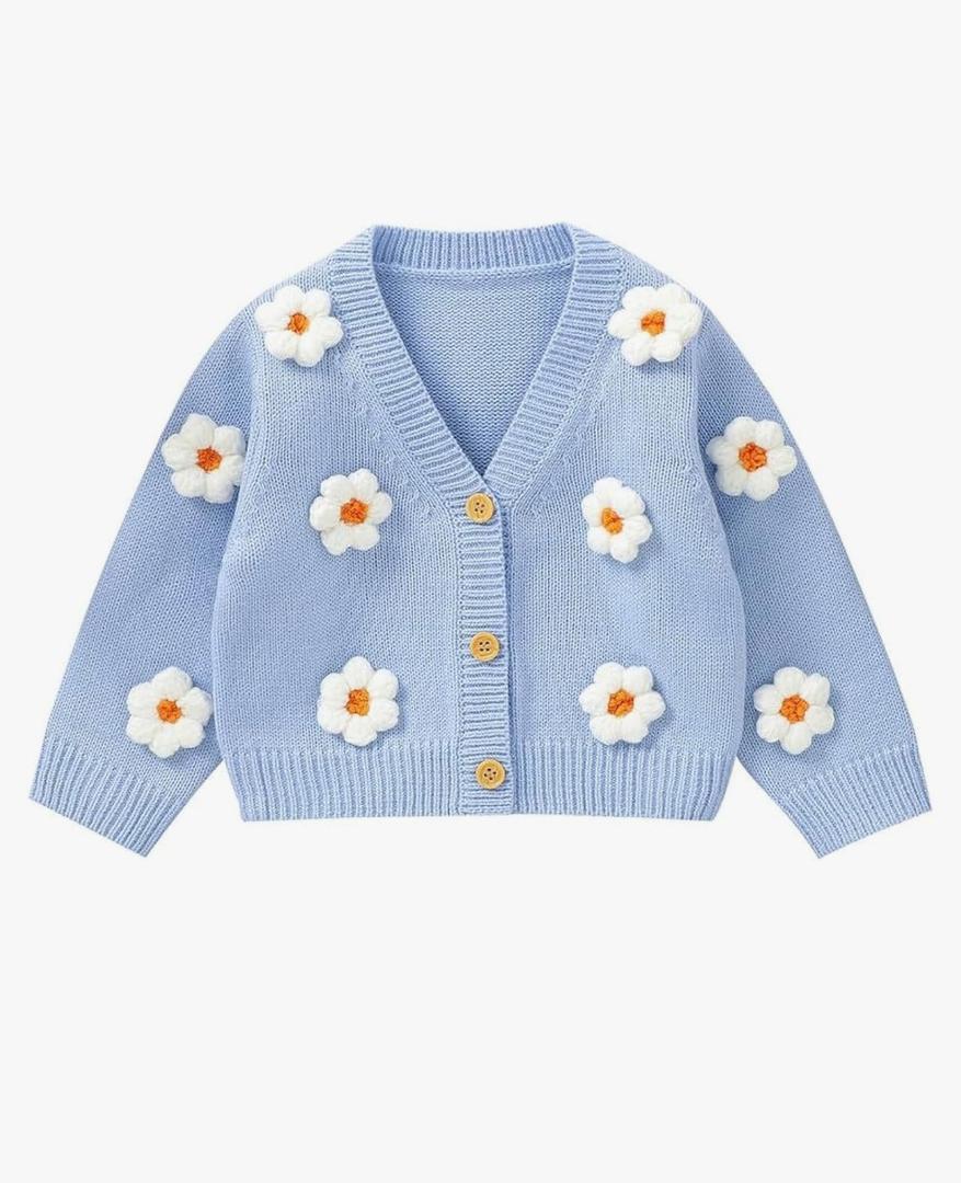 Neiwech Baby Girl Cardigan Sweater Toddler Knit V-Neck Button Long Sleeve Outwear Fall Winter Clothes, 4 Years