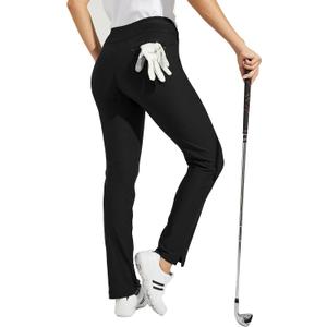 Willit Women's Golf Pants 3 Pockets Stretch Casual Pull on Pants Quick Dry Hiking Travel Pants (Black) S