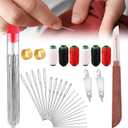 37PCS Big Eye Steel Sewing Needles Kit,Stainless Steel Needles for Hand Sewing,Portable Long & Thin Handmade Quilting & Sewing Needles Kit for Beginners,Professional DIY Lovers,Adults