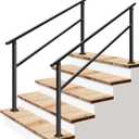 VIVOSUN 2-Pack Outdoor Handrail, 5 Step Stair Handrail, 69" x 36" Fits 1 to 5 Steps, Wrought Mattle Iron Handrail for Concrete Steps, Porch Steps, One-Step Assembly, 2 Packs, Black