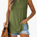 Imily Bela Womens Loose Fit Casual Flowy Tank Tops Crewneck Trendy Sleeveless Side Split Summer Tops Clothes Outfits 2025, Size: XL