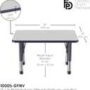 FDP Rectangle Activity School and Classroom Kids Table (24 x 36 inch), Chunky Toddler Leg, Adjustable Height 15-24 inches - Gray Top and Navy Edge