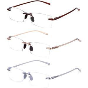 TERAISE Rimless Reading Glasses Comfortable Lightweight Frameless Reader Men Women Blue Light Blocking Computer Eyeglasses