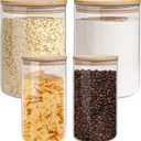 Glass Storage Jars Set Elegant Containers with Airtight Bamboo Lids, Perfect for Kitchen Organization - Flour, Rice, Pasta, Sugar, Coffee Beans (2 packs(37oz) / 2 packs(111oz))