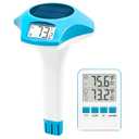 Circrane Solar Wireless Pool Thermometer, Easy Read Digital Floating Thermometer, IPX8 Water Proof, Solar Powered with 150 Days Battery Life for Hot Tub/Ice Bath/Swimming Pool/Aquarium, Blue