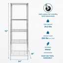 Honey-Can-Do 5-Tier Heavy Duty Adjustable Shelving Unit, 250-lb Per Shelf NSF Certified Metal Storage Rack, Chrome Wire Shelf for Kitchen Pantry Garage, 24 x 18 x 72 in