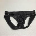 Mens Thong Underwear Elastic Low Waist Hollowed Back Men Bulge Pouch Thongs Briefs Black (L)