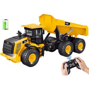 Mighty 9-Channel RC Dump Truck Toy | 1:18 Scale All-Terrain 6-Wheel Construction Vehicle with Lights & Sounds, 6 Wheels & 100-Min Battery, Remote Control Truck for Kids & Adults, Great STEM Gift 2025