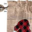 3 x Window Valance Rod Pocket Panel for Kitchen Bedroom Window Merry Christmas Gnome with Xmas Hat Valances Short Curtain Bathroom Treatment Drapes Rustic Wood Plank 42x18in