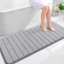 OLANLY Memory Foam Long Bathroom Rugs Runner 59x24, Super Soft Absorbent Bath Mat, Quick Dry, Machine Washable Shower Floor Rugs, Bathmat Carpet, Bathroom Home Decor Accessories, Grey