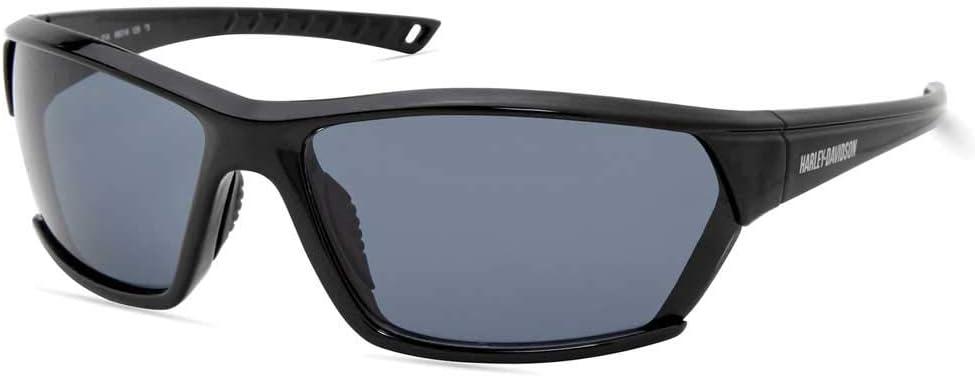 Harley-Davidson Men’s Sunglasses – Contemporary Rectangle Shades with Smoke Gray Lenses & Shiny Black Frame, UV Protection