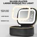 Mini Makeup Bag with Led Mirror, Small Travel Make up Bag 3 Light Modes Adjustable Brightness, for Women Organizer Cosmetic Bag, Portable Travel Train Toiletry Bag, for Pool Parties Work Touch-Ups