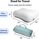 Cushion Lab Travel Deep Sleep Pillow Compact Memory Foam Neck Pillow for Sleeping, Portable Pillow for Hotels, Camping, Side & Back Sleepers, On-The-Go Wellness Green