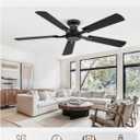 ZMISHIBO 52 Inch Ceiling Fan No Light, Flush Mount Low Profile, Modern Black Ceiling Fan Without Light, Remote Control & Quiet DC Motor, for Indoor&Outdoor, Bedroom, Living Room