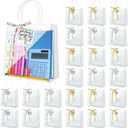 24 Sets Teacher Appreciation Gifts Bags Notebook Line Clear PVC Bags with Handle Thank You Tag Ribbon PVC Clear Candy Treat Goodies Tote Bags for Teachers' Day Classroom School Office Party Supplies