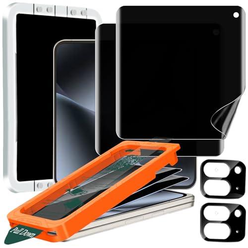 IMBZBK [Auto-Dust Removal] 2 Pack Privacy Screen Protector for Google Pixel 10 Pro Fold, 2 Inside Anti-Spy Film + 2 Front Tempered Glass + 2 Camera Lens Protector Accessories with Installation Frame