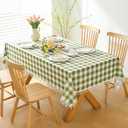 Tassel Water-Resistant Checkered Table Cloth 58x84 Inch - Farmhouse Rustic Fringe Gingham Tablecloth, Rectangle Buffalo Plaid Table Cover for Kitchen Picnics, Gardens and Parties