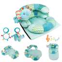 3-in-1 Tummy Time Pillow and Seated Support Playmat with Detachable Early Sensory Toys for Infant, Sitting Support to Prevent Reflux, Portable Gifts for Newborn Boys and Girls (Blue)