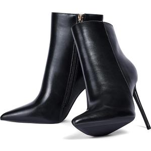 Elisabet Tang Women Heeled Ankle Booties,Sexy Pointed Toe 4 inch Stiletto High Heel Fashion Ankle & Booties with Side Zipper High Heel Boots Dress Evening Party Boots Shoes
 7