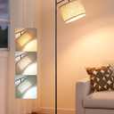 EDISHINE Modern Floor Lamps for Living Room, 64.7" Minimalist Standing Lamp with 3 Color Temperatures Bulb & Adjustable Linen Shade, Foot Pedal Switch, Arc Tall Lamp for Bedroom Office, Black