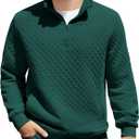Haloumoning Boys Quarter Zip Quilted Sweatshirts Kids Fashion Long Sleeve Pullover Clothes  (11-12 Years, Dark Green)