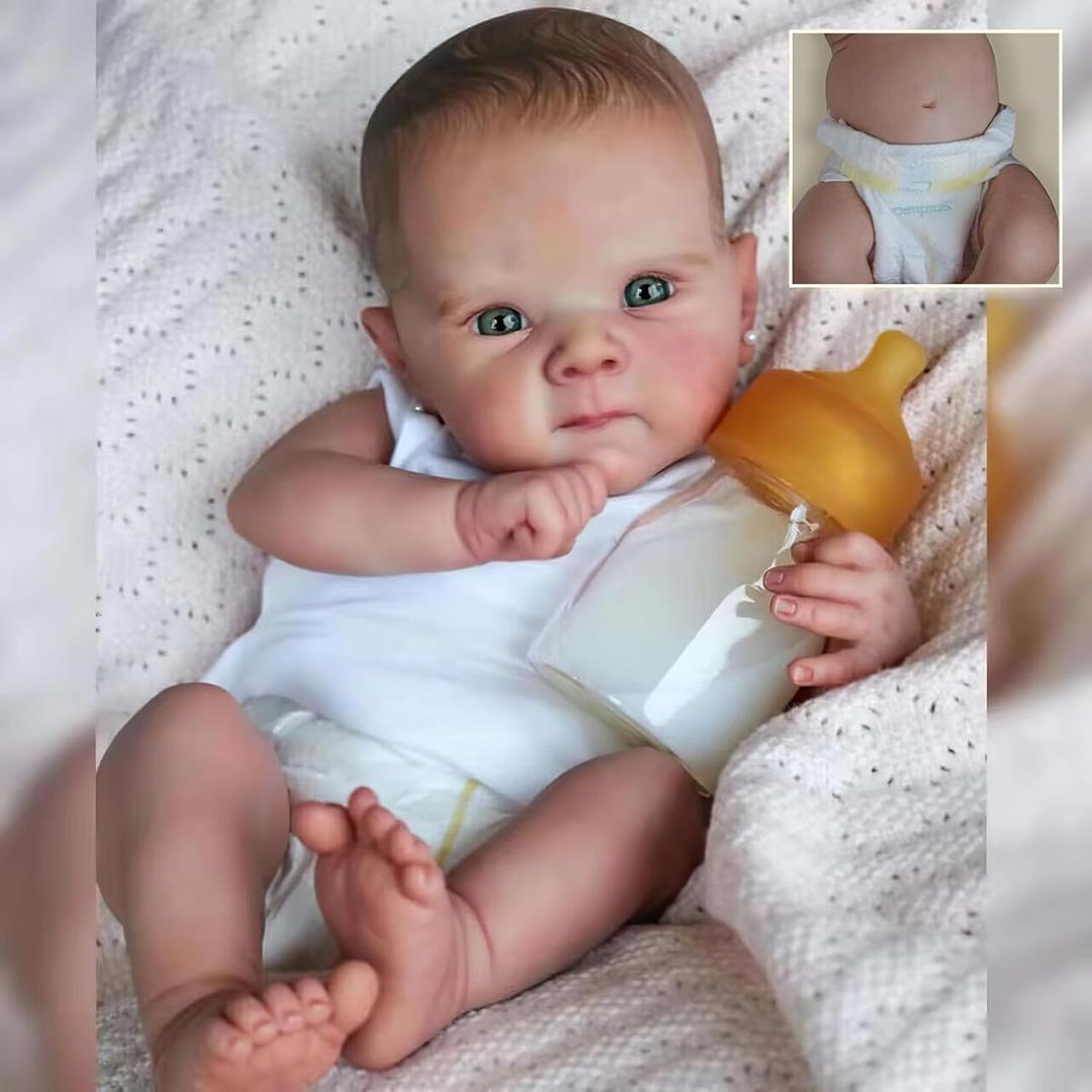 TERABITHIA Realistic Reborn Preemie Baby Dolls - 18Inches Vinyl Full Body Anatomically Correct Lifelike Newborn Baby Dolls Green Eyes Collectible Art Doll for Girls Safe for Kids Age 3+