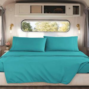 Nestl Teal RV Queen Sheets - Super Soft 4 Piece 1800 Microfiber Fitted Sheets Set for Camper, Double Brushed Bed Sheets With Pillowcases