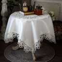 ARTABLE Lace Small Table Cloth Fall Christmas Macrame Tablecloth Table Topper for Thanksgiving Outdoor Farmhouse Rustic Kitchen Party Birthday Picnic (Ivory, 43" x 43" (Square))