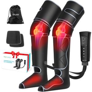 Leg Massager, ALLJOY Leg Air Compression Massager for Circulation and Pain Relief,2 Heat Levels Foot/Knee Massager,6 Modes with Memory Function Controller, Full Leg Massager, Gift For Women Men