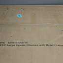 24KF Middle Century Upholstered Tufted Coffee Table with Linen Padded Seat, Large Square Ottoman with Black Metal Frame Dark Gray