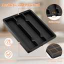Large Silverware Organizer, Expandable Utensil Drawer Organizer for Kitchen Drawers, Kitchen Drawer Organizer for Spoons/Forks/Knives, Multipurpose & BPA Free Cutlery Tray, Black, 1 Pack