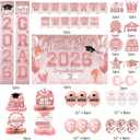 Graduation Decorations Class of 2026, Pink Rose Gold Graduation Decorations Set, Congrats Grad Banner & Backdrop, Porch Sign, Hanging Swirls, Balloons, Honeycomb Centerpieces for High School & College Celebrations