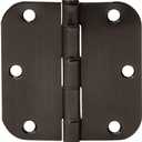 Amazon Basics Rounded 5/8 Radius Interior Door Hinges with Screws, 3.5" x 3.5", Oil Rubbed Bronze, 18-Pack