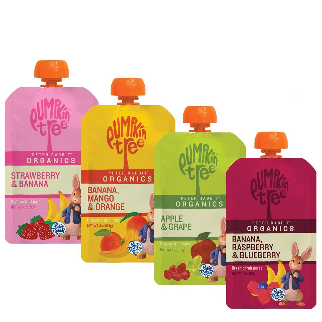 Peter Rabbit Organics Fruit Flavors Variety Pack - Squeezable Snack Pouches, 4 oz. (Pack of 36) (EXP 10/21/26)