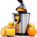 Eurolux Premium Electric Orange Juicer | Stainless Steel Citrus Squeezer With New Ultra-Powerful Motor and Soft Grip Handle for Effortless Juicing, Auto Shutoff, Dishwasher-safe Parts