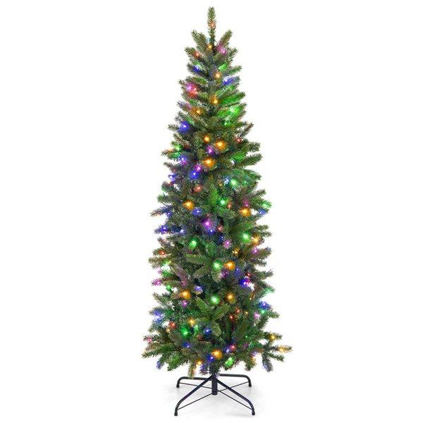 5-ft Pre-Lit Hinged Artificial Christmas Tree with 390 Tips and 180 Multicolour Lights