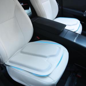 Car Seat Cushion White Premium Memory Foam Driver Seat Cushion to Improve Driving View Nappa Leather Bottom Seat Cover Anti-Slip Pad Cushion (2 Pieces/White)