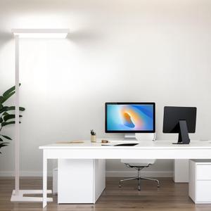 4000K LED Floor Lamp for Office, 76.6'' Full Spectrum Dimmable 100W 10400LM Natural Daylight Eye-Caring Free Standing Lamp for Reading Room Office Study Room Nursery Piano (100W)