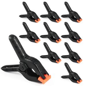 10 Pcs Spring Clamps, RELBRO 4.5 Inch Large Plastic Spring Clips Clamps Heavy Duty Black Clamps Clips for Woodworking Photography Backdrop Stand Balloon Arch Crafts