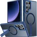 Magnetic Stand for Samsung Galaxy S22 Ultra Case 6.8", Build in Kickstand [Military Drop Protection] [Compatible with MagSafe] Strong Magnetic Shockproof Protective for S22 Ultra Case (Blue)