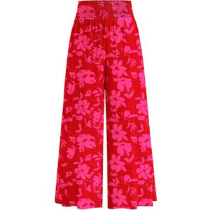 PRETTYGARDEN Women's 2025 Summer Flowy Wide Leg Palazzo Pants Dressy Casual Elastic High Waisted Pockets Boho Beach Trousers (Large, Floral Red Pink)