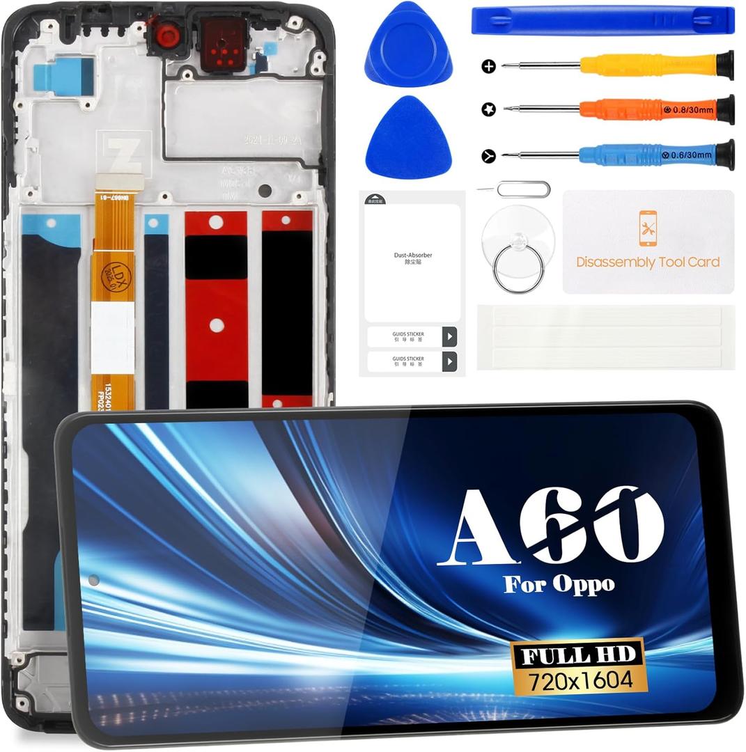 for Oppo A60 LCD Display for Oppo A60 Screen Replacement for Oppo A60 CPH2631 Touch Screen Digitizer Kits Assembly with Frame (Black)