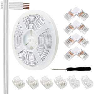 VIPMOON 32.8ft 4 Pin RGB Extension Cable Wire Kit and 10Pcs 4 Pin 10mm LED Light Strip Connectors L Shape 90 Degree Corner Connector for Waterproof/Non-Waterproof 5050 3528 Led Strip Light