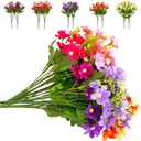 Bundles Artificial Daisy UV Resistant Artificial Flower Faux Wildflowers Greenery Shrubs Plants Plastic Bushes Indoor Farmhouse Outdoor Garden Planter Decoration 