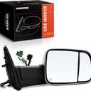 A-Premium Passenger Side Power Door Mirror - Compatible with Ram 2500/3500 2019-2022 - Heated Power Folding Chrome Outside Rear View Mirror w/Turn Signal Puddle Light - Replace# 68382838AD