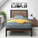 Zinus Kai Bamboo and Metal Platform Bed Frame with Headboard, No Box Spring Needed, Easy Assembly, Twin, Brown