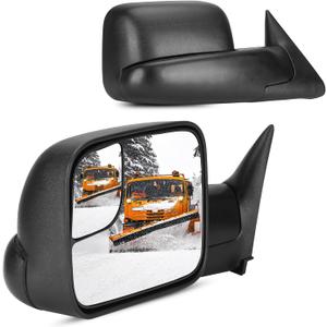 Towing Mirrors Compatible with Dodge for Ram 1500 1994-2001 for Ram 2500 3500 1994-2002 Pickup Truck with Manual Folding Flip Up Set of 2