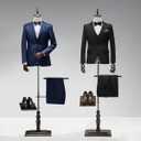 Male Mannequin Torso Dress Form Mannequin Body with Stand Solid Wood Arm, 73" Height Adjustable Clothing Manikin for Market Shop Window Display, Detachable Shoe Holder & Pants Rack, With Arm-large